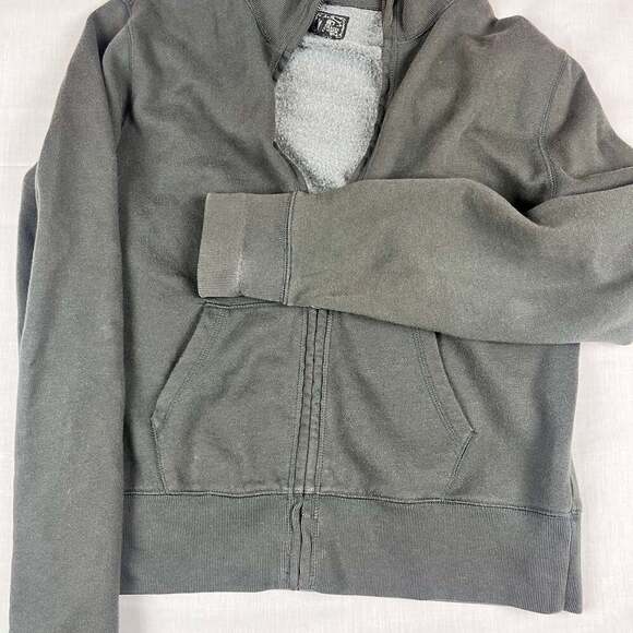 Lucky Brand Zip Up Hoodie Women’s Medium Dark Grey Vintage Y2K Boho Flower Print - Picture 1 of 9
